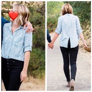 Anthropologie Cloth & Stone Plaid Button Down Top